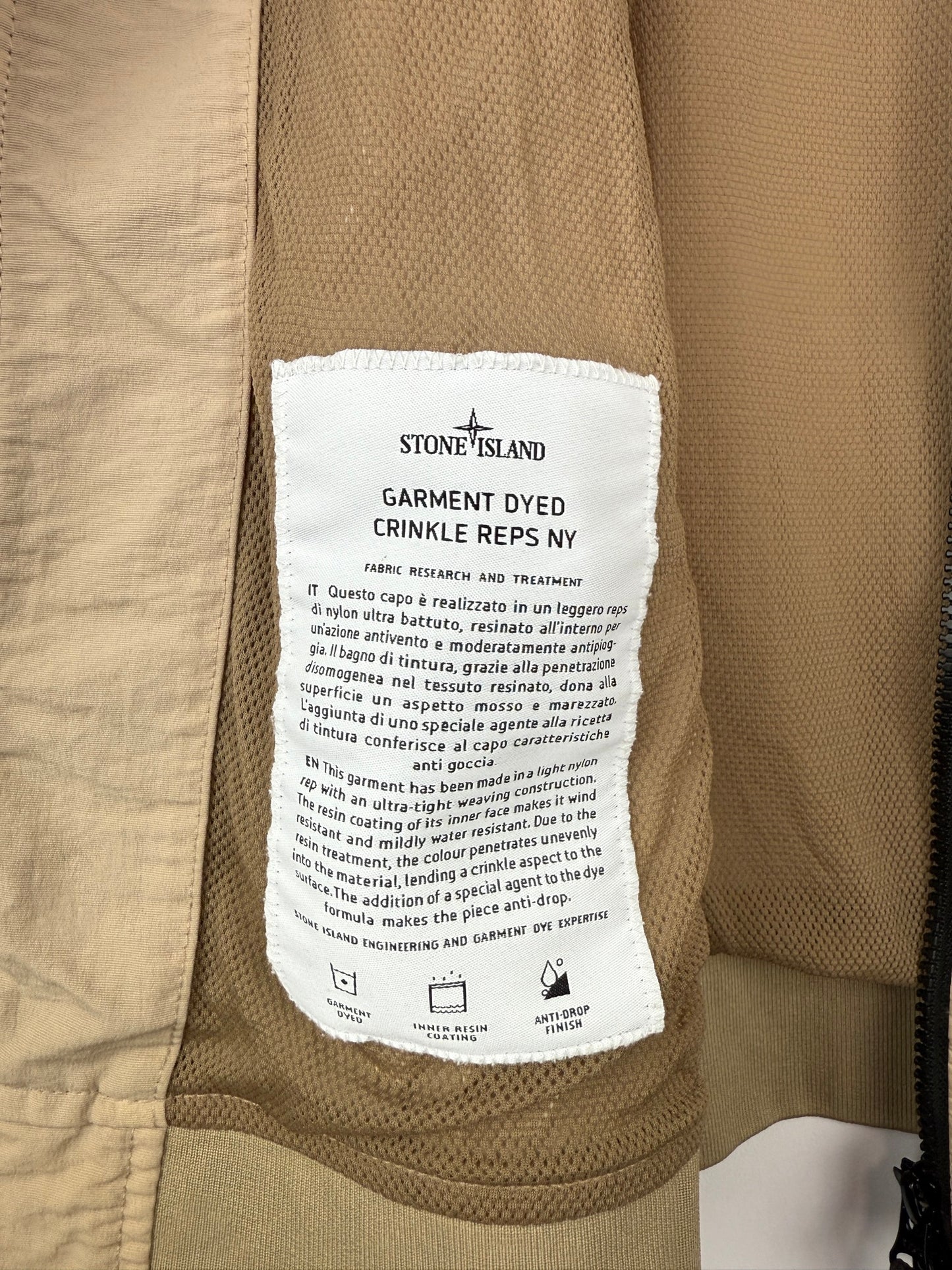 Giacca beige Garment Dyed Crinkle Reps NY Stone Island - Taglia S
