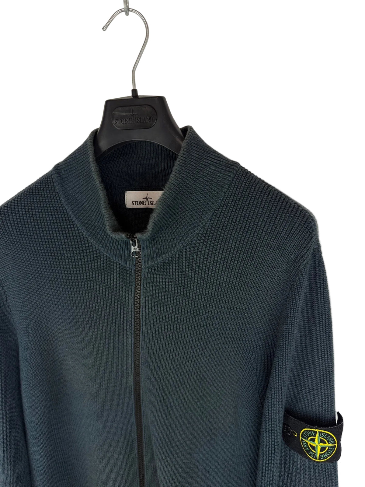 Maglione verde petrolio con zip Stone Island - Taglia M