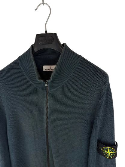 Maglione verde petrolio con zip Stone Island - Taglia M