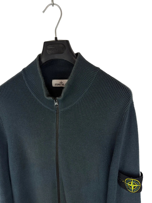 Maglione verde petrolio con zip Stone Island - Taglia M
