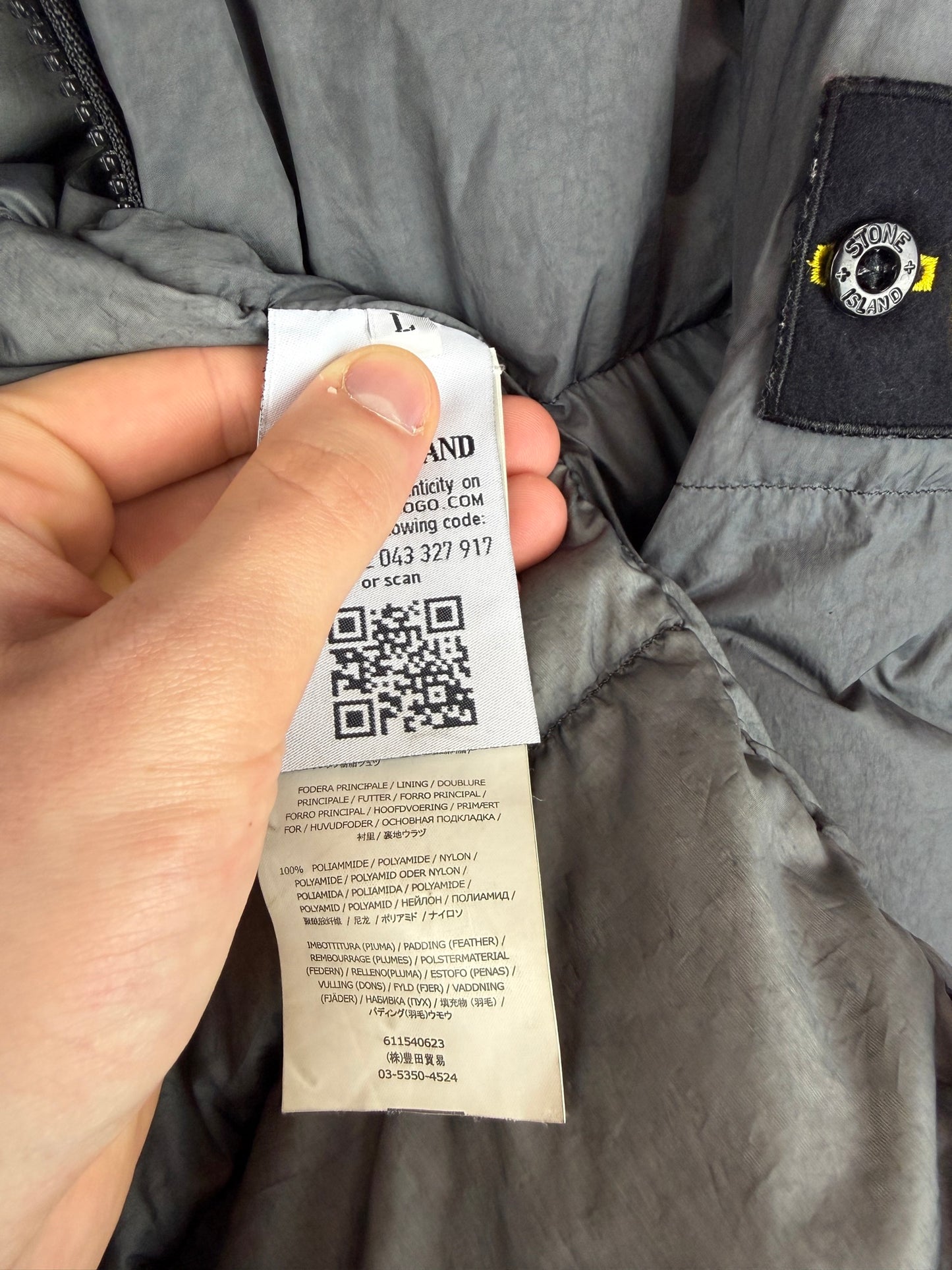 Giacca grigia Garment Dyed Crinkle Reps NY Down Stone Island - Taglia L