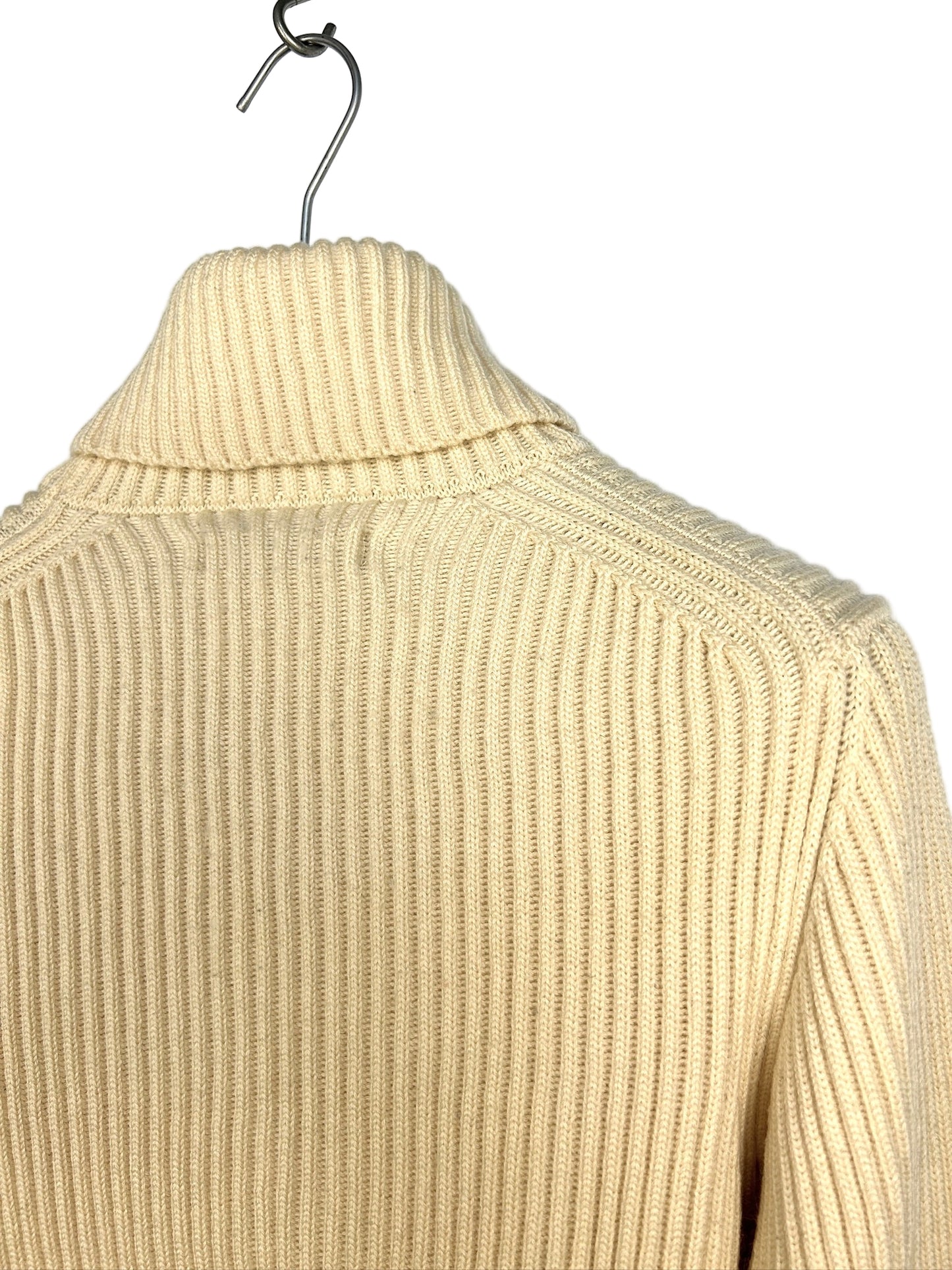 Maglione dolcevita avorio in lana a coste Vintage Stone Island - Taglia M