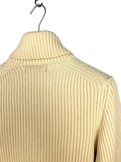 Maglione dolcevita avorio in lana a coste Vintage Stone Island - Taglia M