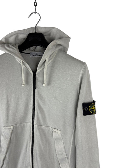Felpa grigio chiaro con zip e cappuccio Stone Island - Taglia M