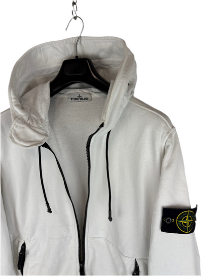 Felpa bianca con zip e cappuccio Stone Island - Taglia XL