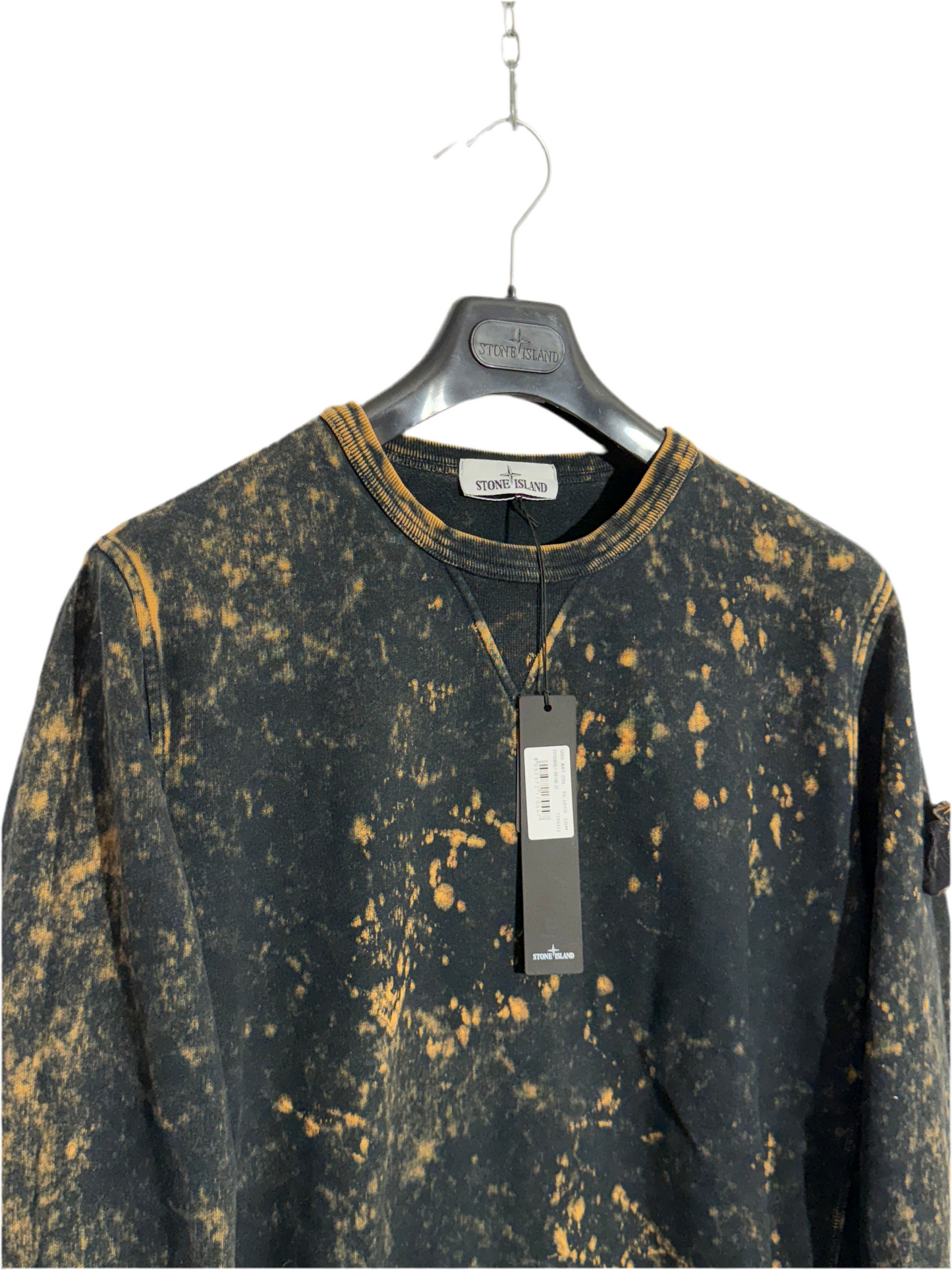 Felpa Stone Island nera e arancione con trattamento Off-Dye OVD - Taglia M