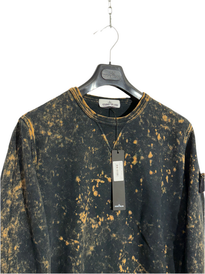 Felpa Stone Island nera e arancione con trattamento Off-Dye OVD - Taglia M