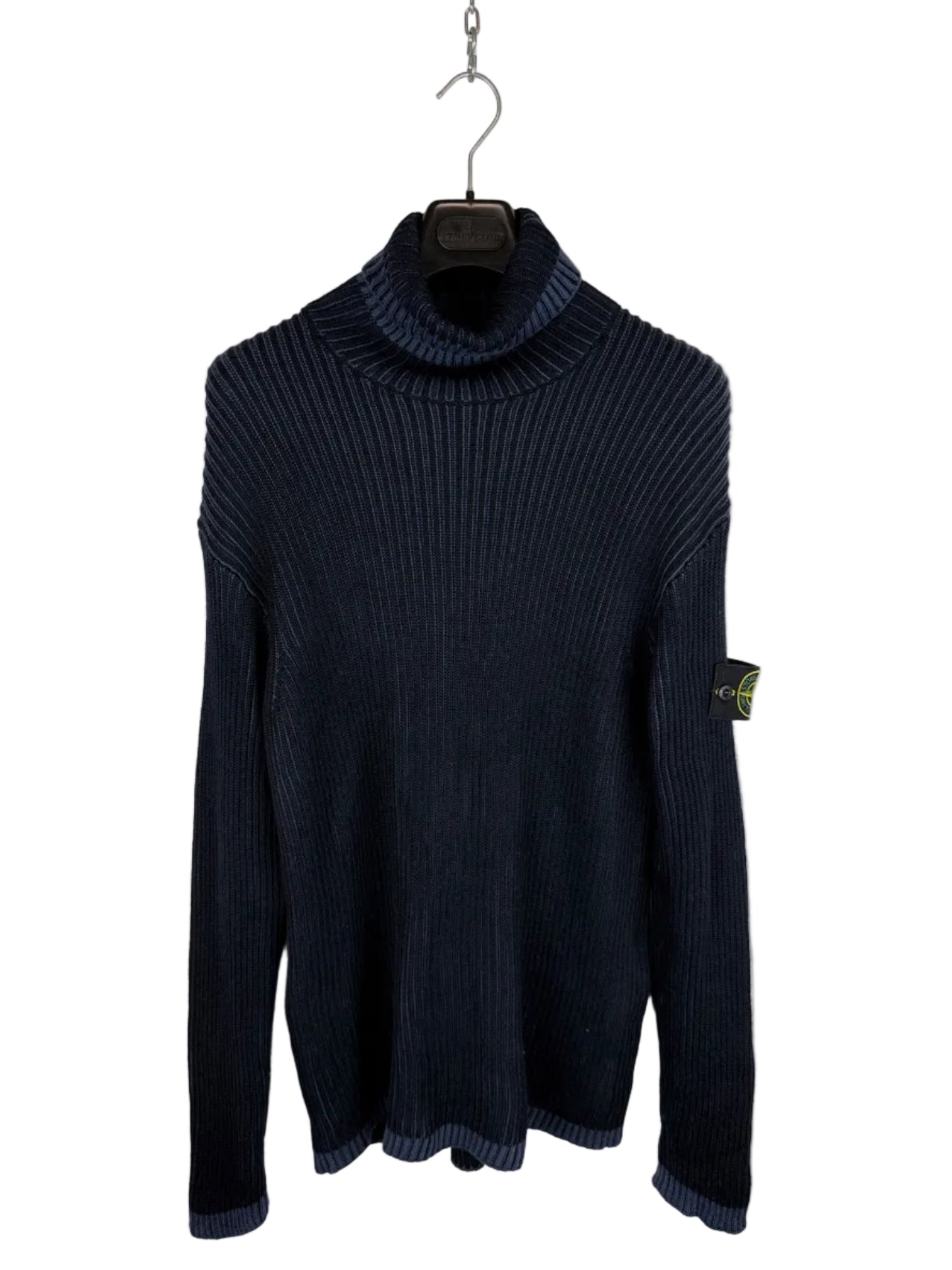 Maglione dolcevita a coste blu Stone Island - Taglia M
