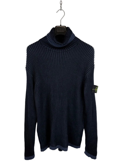 Maglione dolcevita a coste blu Stone Island - Taglia M