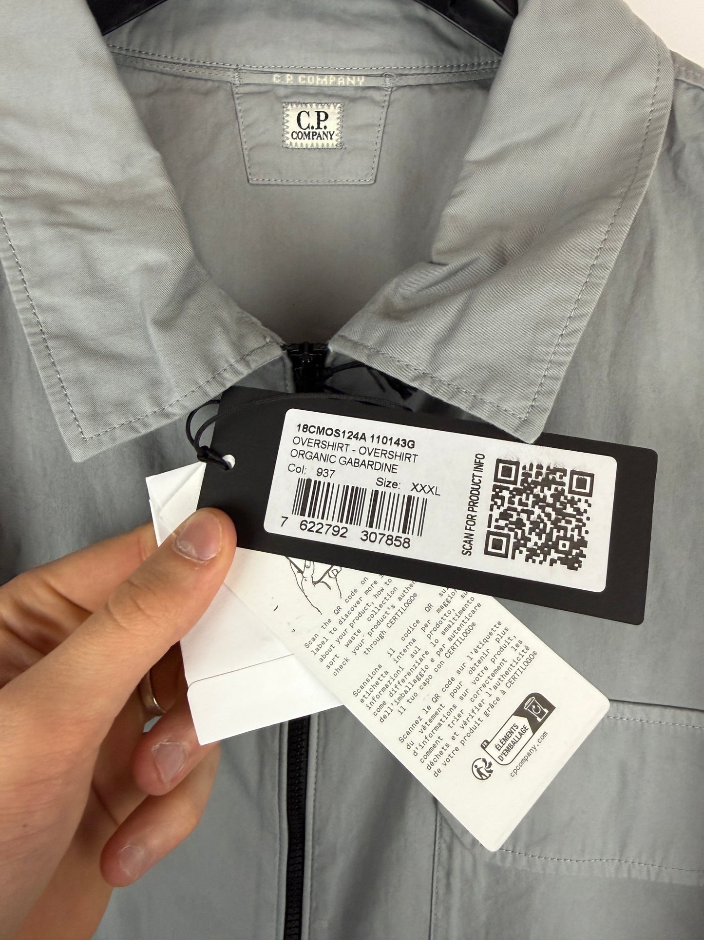 Overshirt grigia con chiusura a zip C.P. Company (nuova con cartellino) - Taglia 3XL