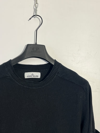 Maglione nero con strisce sui polsini Stone Island - Taglia M