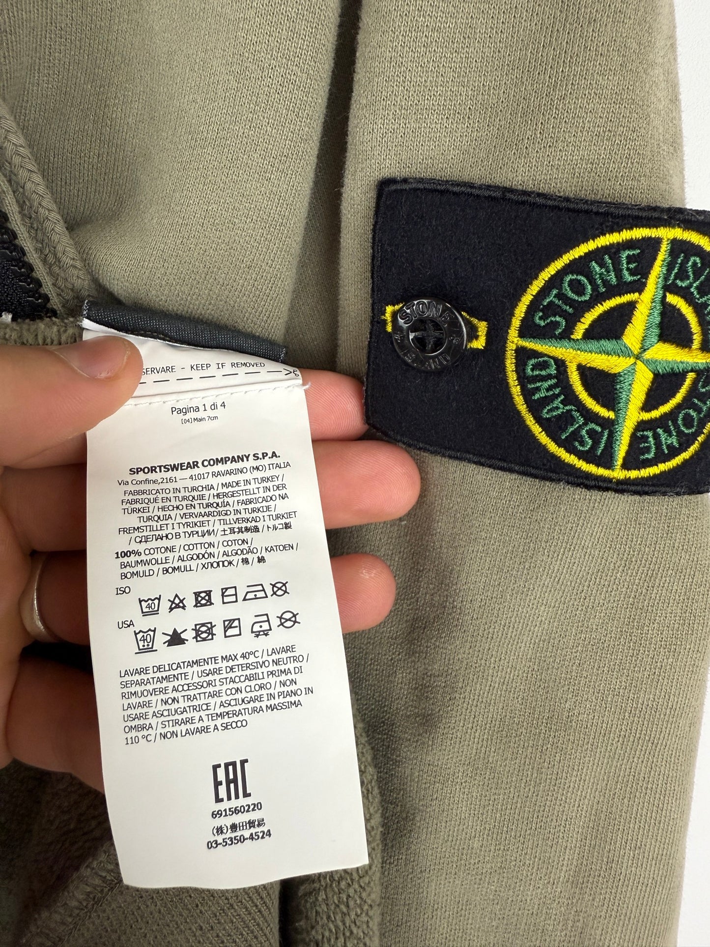 Felpa verde kaki con zip e cappuccio Stone Island - Taglia XL