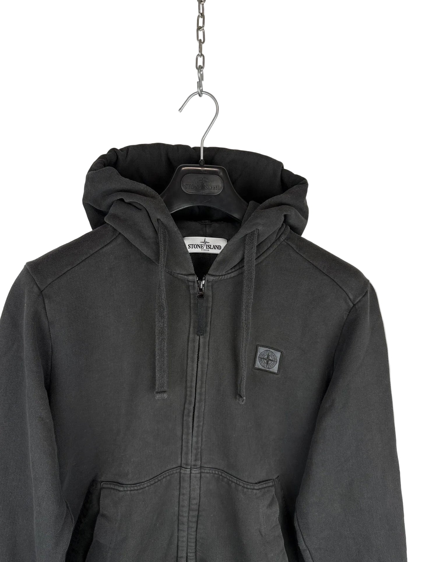 Felpa nera con zip e cappuccio Stone Island - Taglia XL