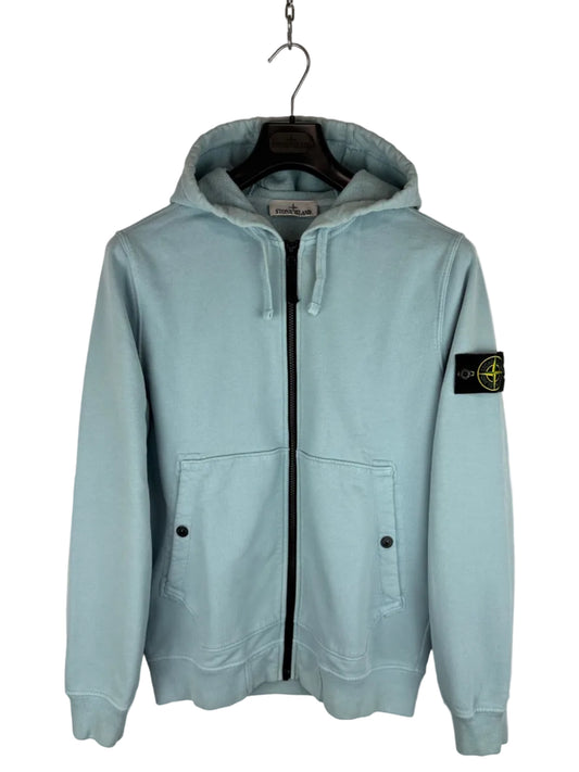 Felpa azzurra con zip e cappuccio Stone Island - Taglia M