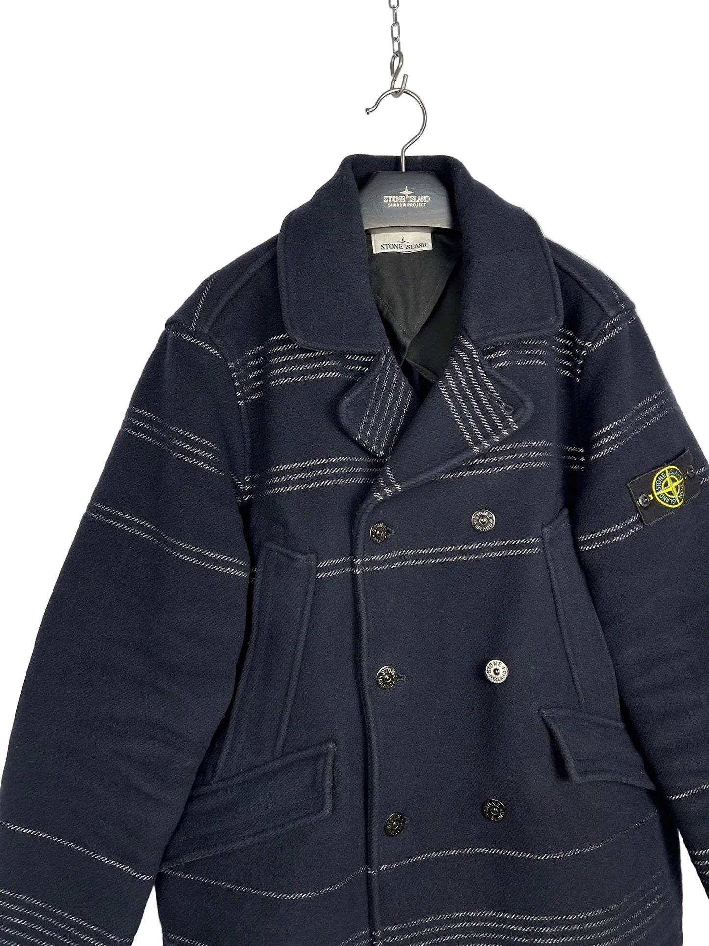 Giacca Panno Militare + Righe Reflective blu Stone Island - Taglia XL