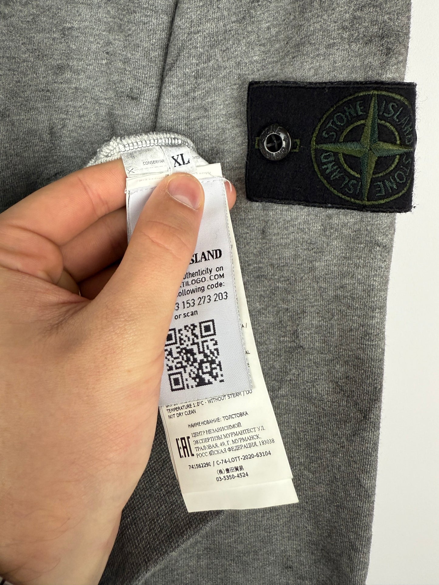 Felpa grigia con trattamento Dust Colour Stone Island - Taglia XL