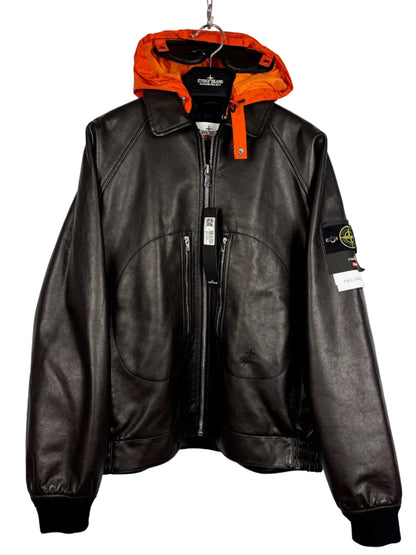 Giacca Helicopter Full Grain Leather Stone Island x Supreme (nuova con cartellino) - Taglia L