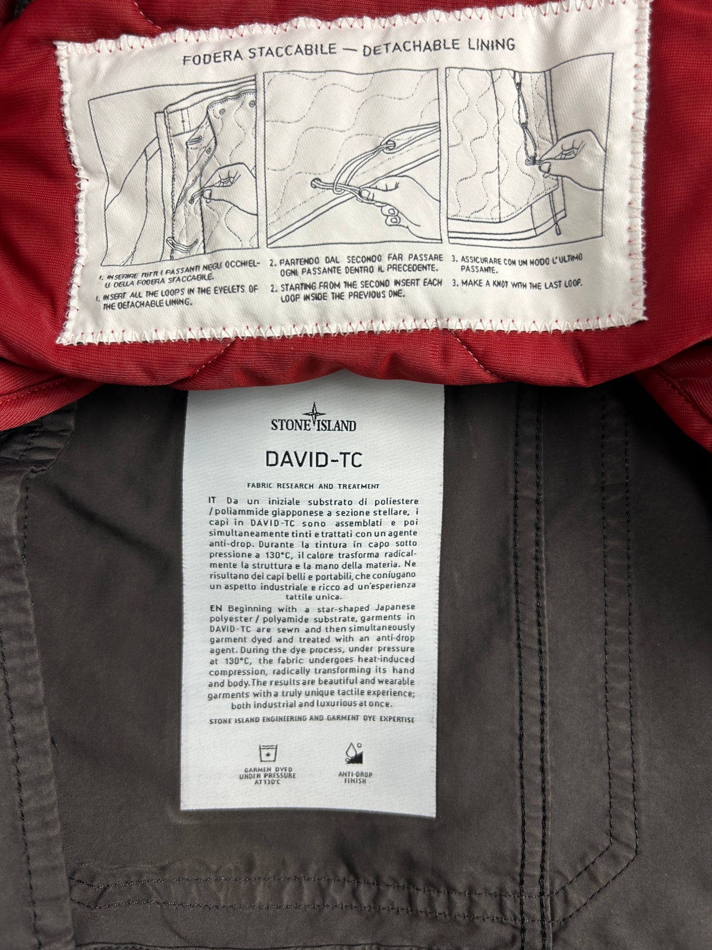 Giacca marrone David-TC Dutch rope liner Stone Island "30 anni" - Taglia M