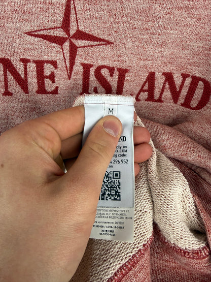Felpa rosa con cappuccio e logo ricamato Stone Island - Taglia M