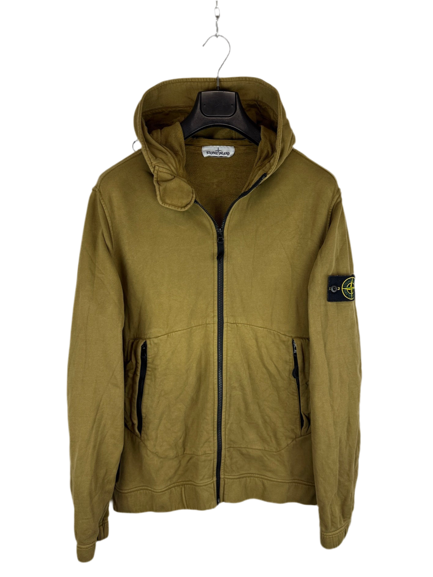 Felpa verde kaki con zip e cappuccio Stone Island - Taglia XL