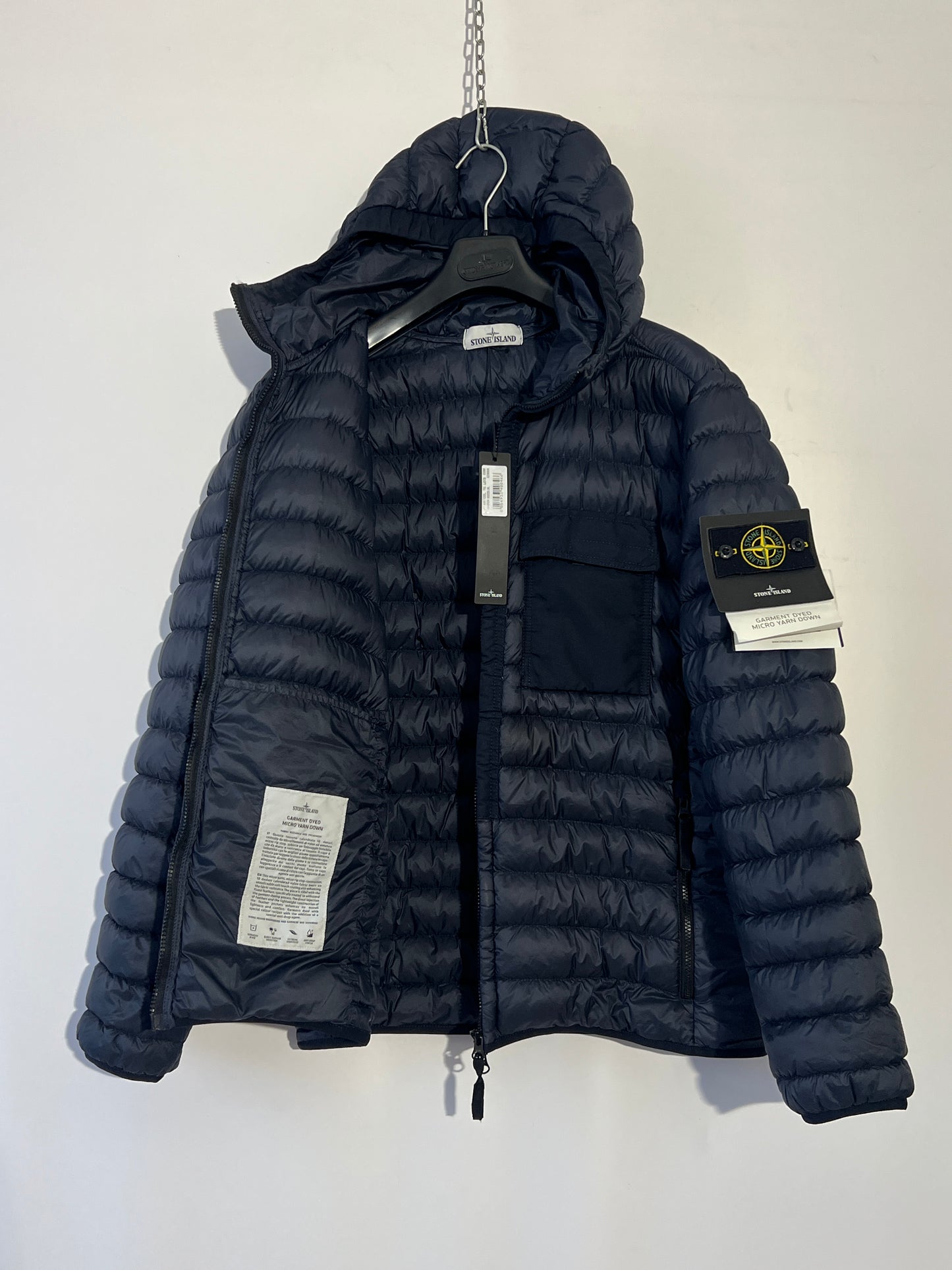 Piumino blu Stone Island “Garment Dyed Micro Yarn Down” (nuovo con cartellino) - Taglia L