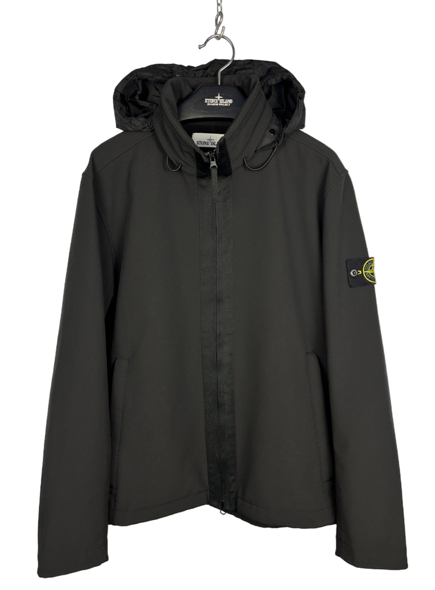 Giacca Prototipo Soft Shell-R nero con zip e cappuccio Stone Island nuovo - Taglia L