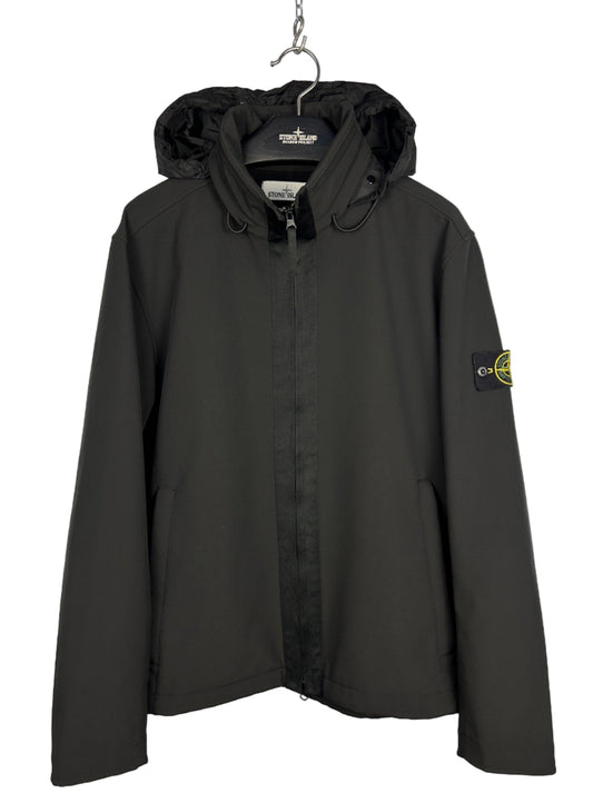 Black Stone Island Prototype Soft Shell-R jacket with zip and hood, brand new – Size L