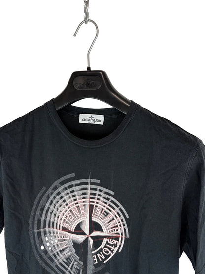 Black Stone Island Print T-Shirt - Junior Size (14 Years, 170cm)