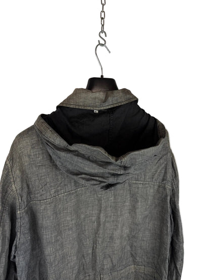 Giacca Vintage grigia in lino con chiusura a bottoni Stone Island - Taglia XL
