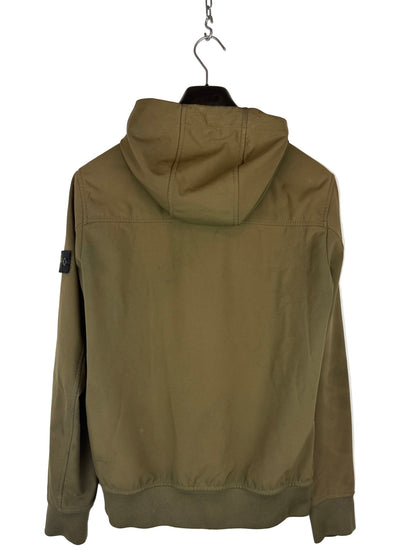 Giacca Soft Shell-R verde con zip e cappuccio Stone Island - Taglia Junior (14 anni, 170cm)