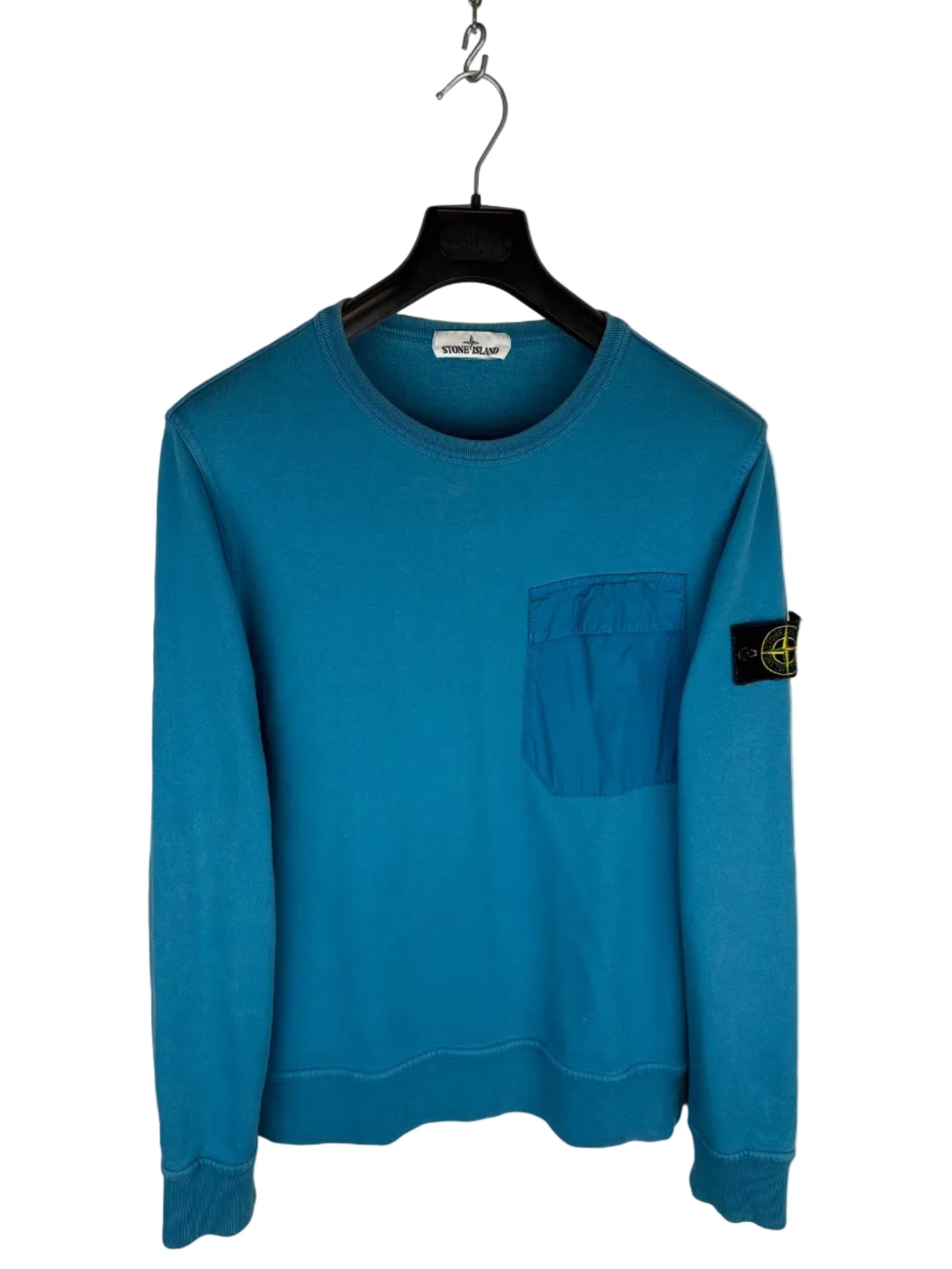 Felpa azzurra blu con taschino sul petto Stone Island - Taglia M