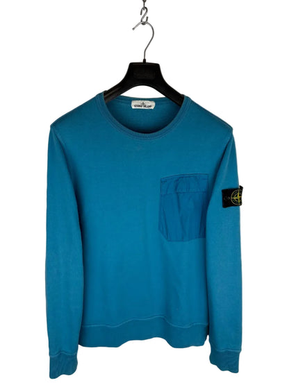 Felpa azzurra blu con taschino sul petto Stone Island - Taglia M