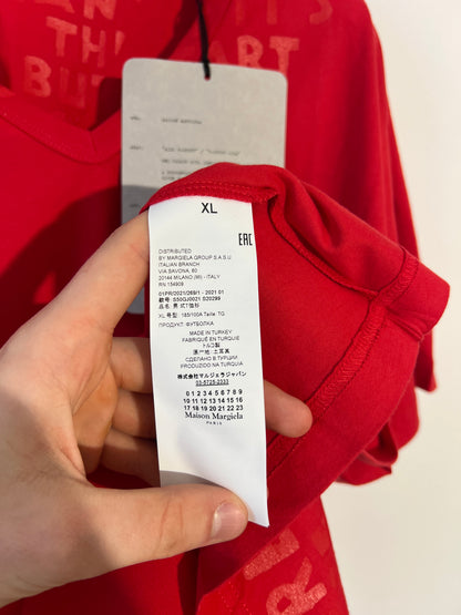 T-shirt rossa Maison Martin Margiela (nuova con cartellino) - Taglia XL