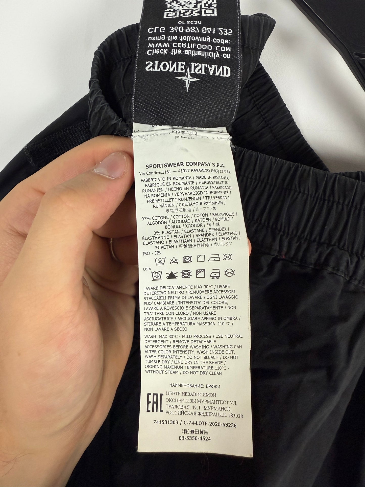 Pantaloni cargo neri Stone Island - Taglia W32