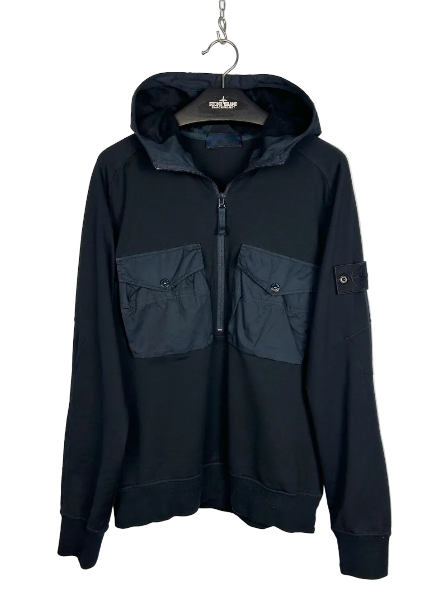 Felpa a mezza zip con cappuccio Ghost blu navy Stone Island - Taglia M