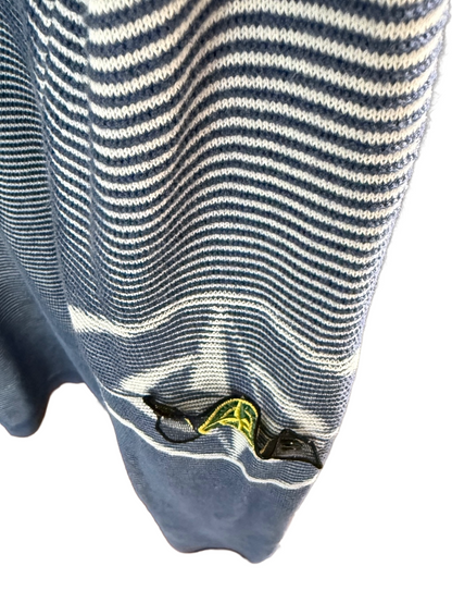 Maglione a righe a mezza zip con Mesh Badge Stone Island - Taglia L