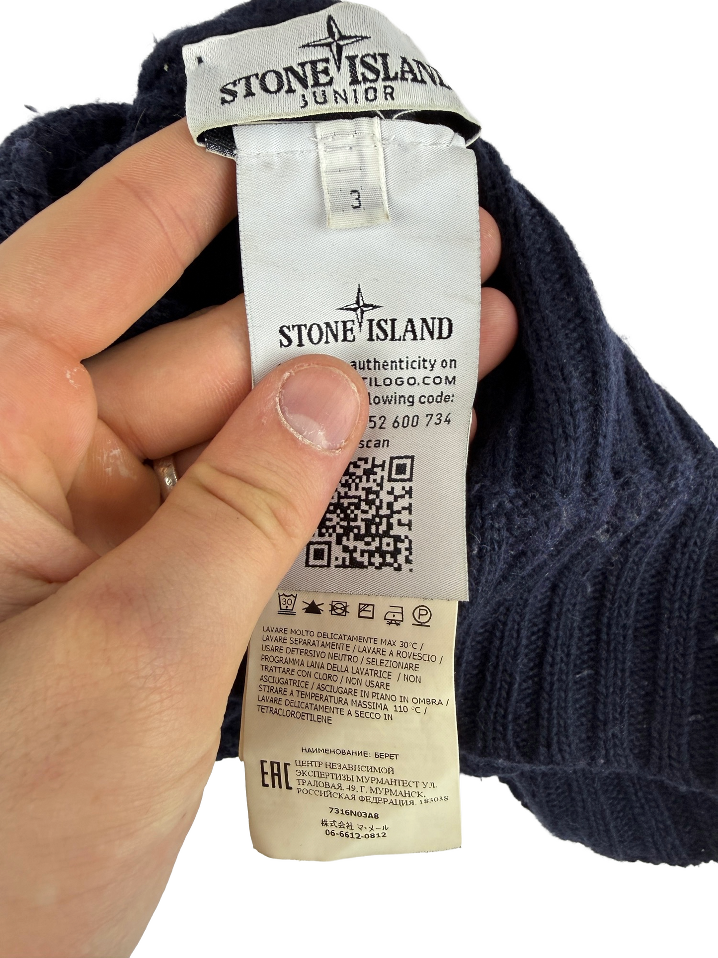Berretto blu Stone Island