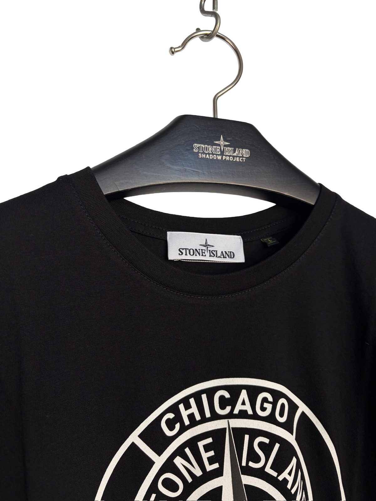 Promotional Black T-Shirt from Chicago Stone Island Shop - Size L