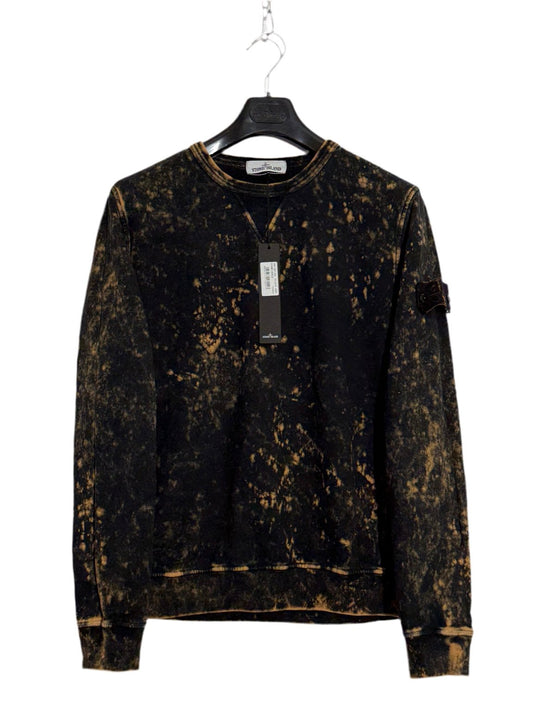 Felpa Stone Island nera e arancione con trattamento Off-Dye OVD - Taglia M
