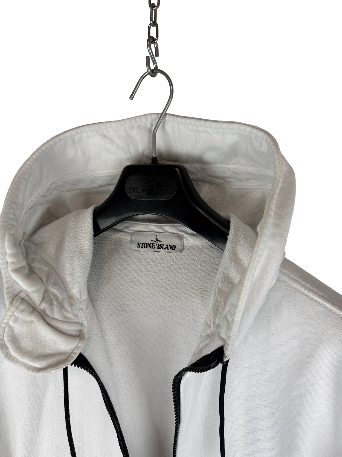 Felpa bianca con zip e cappuccio Stone Island - Taglia XL