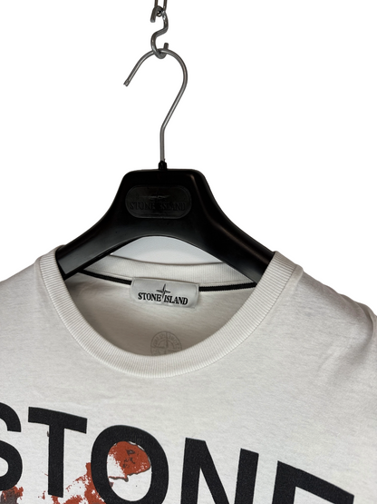 T-shirt bianca con stampa Stone Island - Taglia M