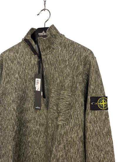 Maglione a collo alto a mezza zip verde Stone Island (nuovo con cartellino) - Taglia L
