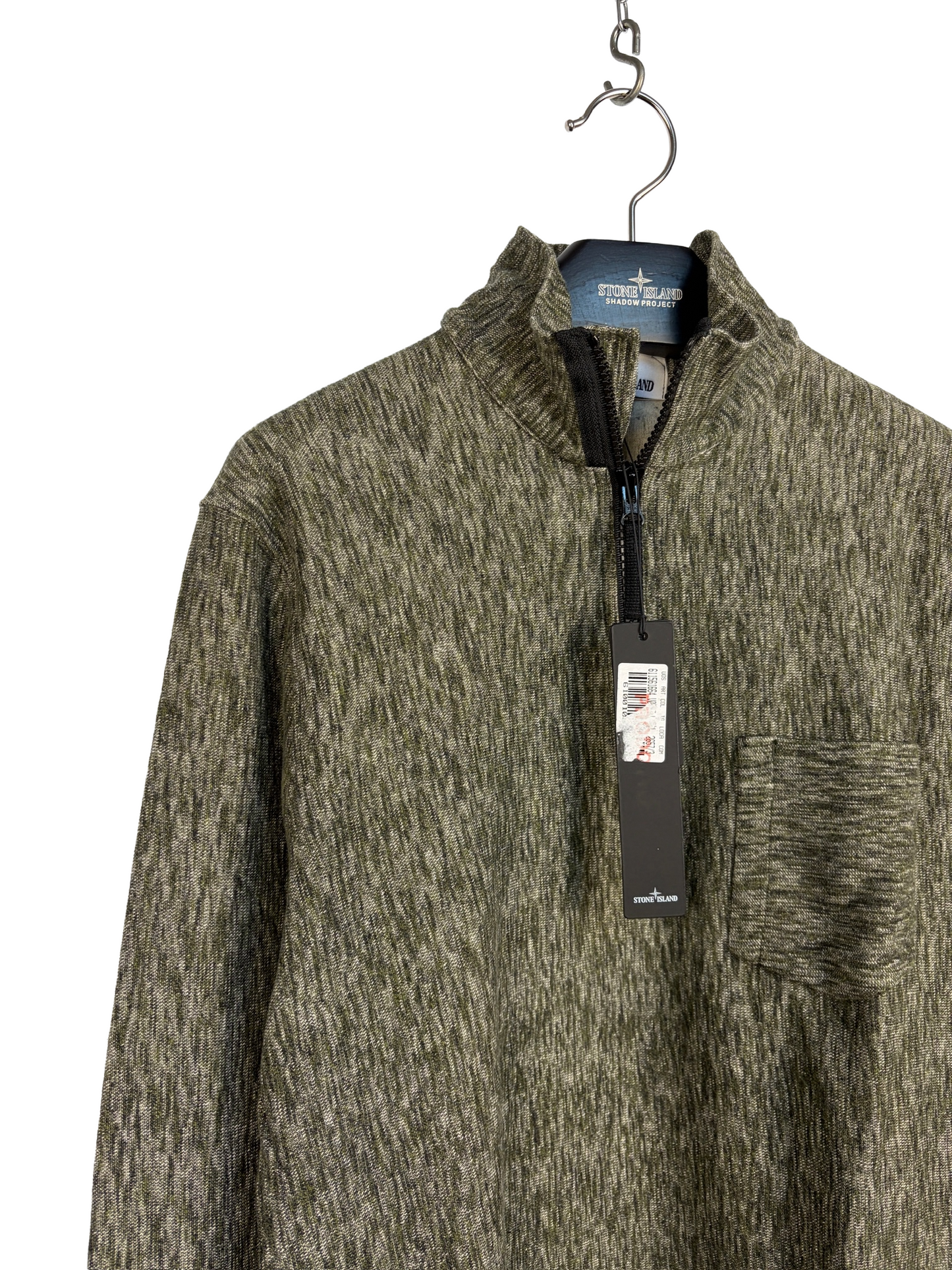 Maglione a collo alto a mezza zip verde Stone Island (nuovo con cartellino) - Taglia L