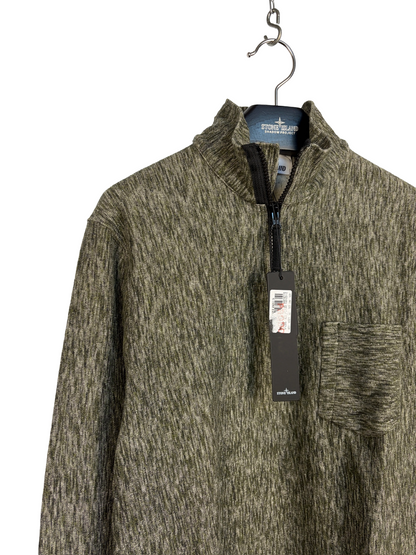 Maglione a collo alto a mezza zip verde Stone Island (nuovo con cartellino) - Taglia L