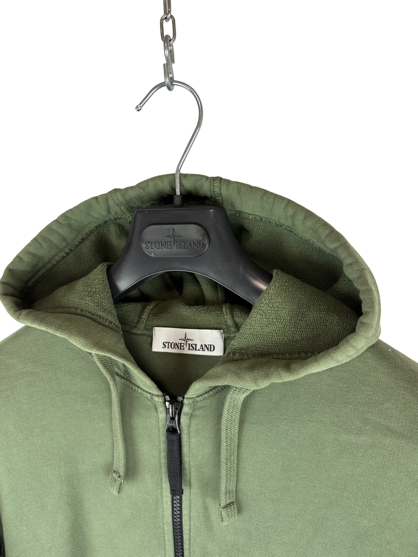 Felpa verde con zip e cappuccio Stone Island - Taglia S