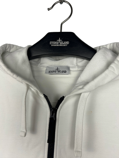 Felpa bianca con zip e cappuccio Stone Island - Taglia XL