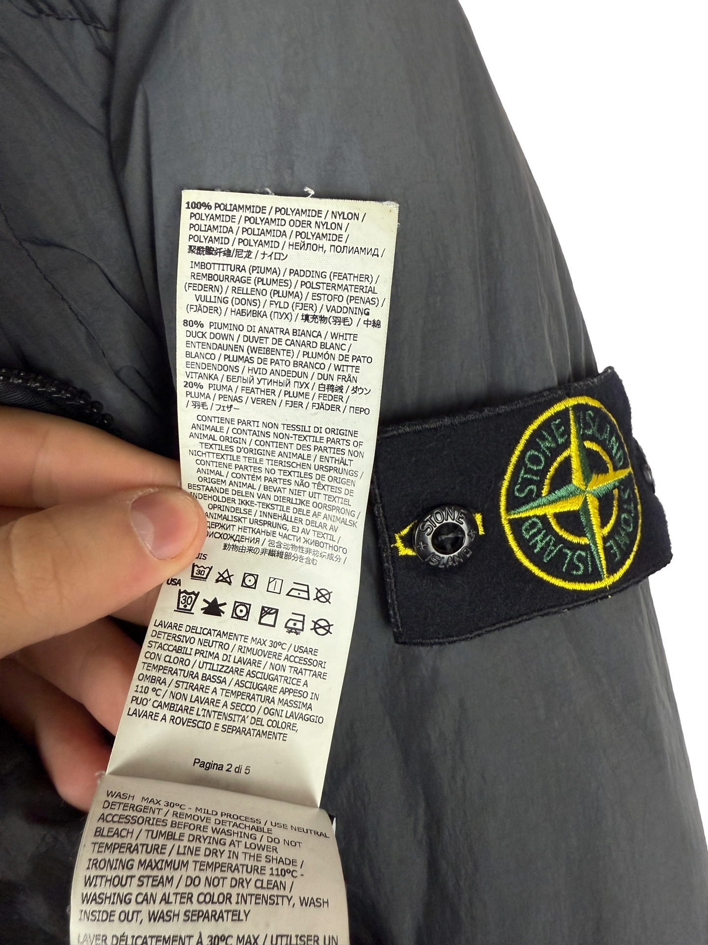 Giacca grigia Garment Dyed Crinkle Reps NY Down Stone Island - Taglia S