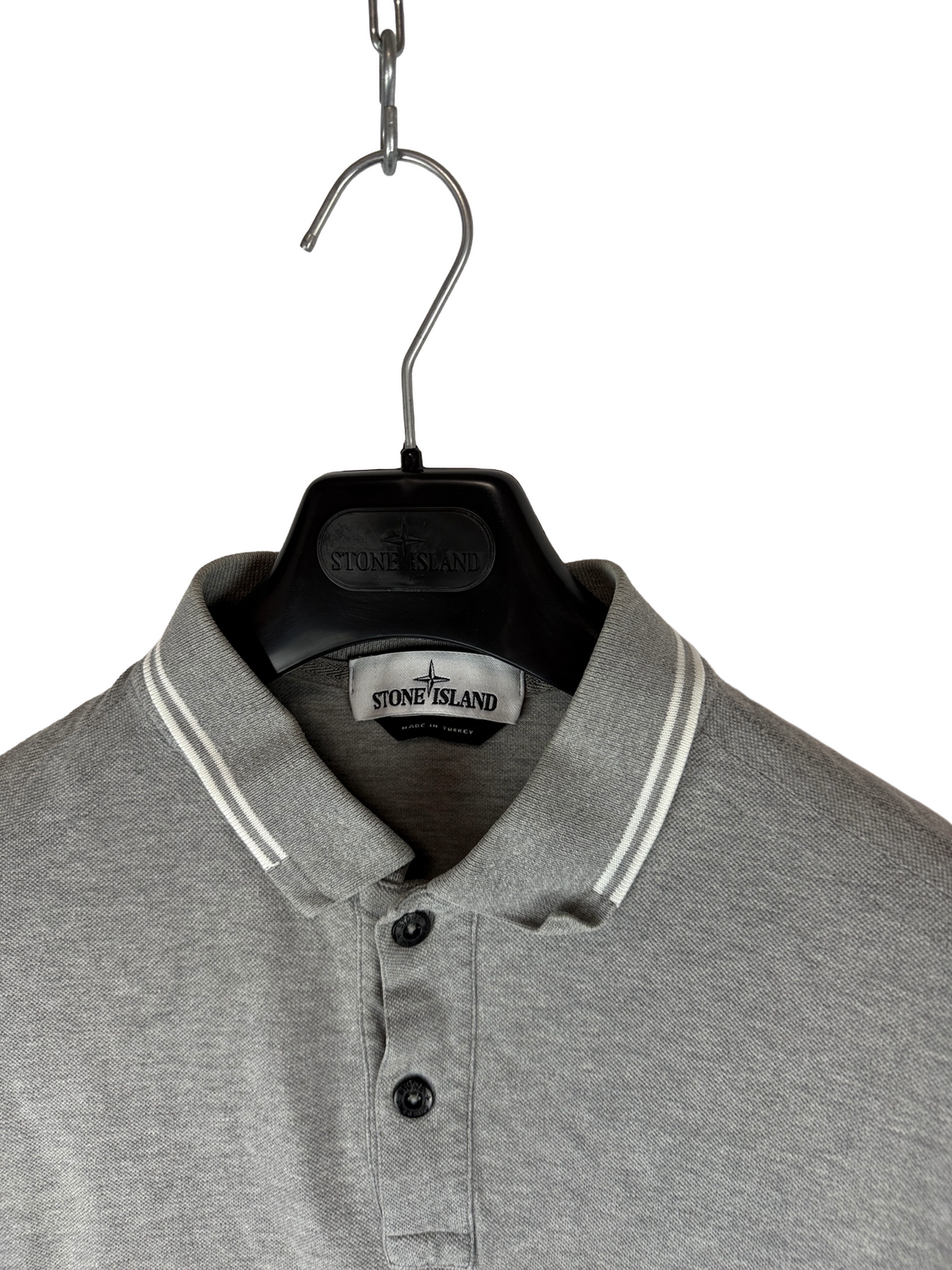 Stone Island Short-Sleeve Grey Polo Shirt - Size L