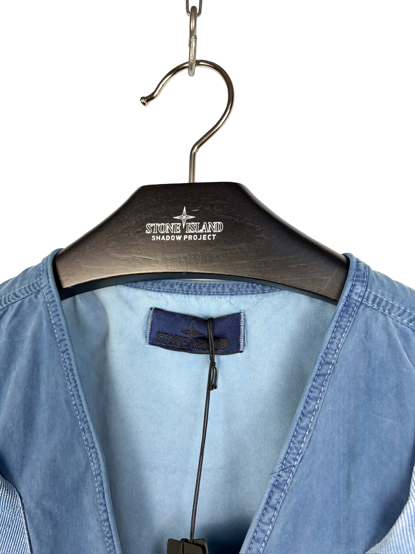 Giacca smanicato blu Denim Research Capo Campionario Stone Island (nuovo con cartellino) - Taglia L