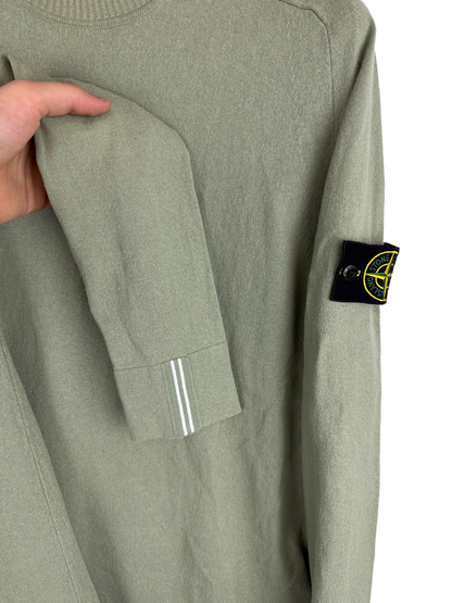 Maglione verde con strisce sui polsini Stone Island - Taglia XL